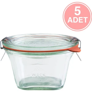 290 ml Kare Cam Saklama Kavanozu 5 Adet