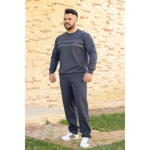 Azıcık Akıllı Erkek İndigo Rahat Kalıp Nakış Detaylı Sweat Eşofman Takımı 21EESTBAKT