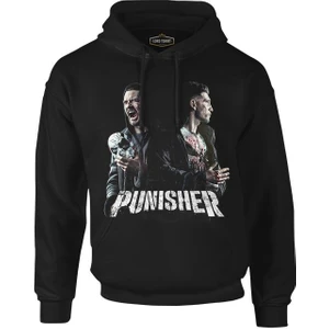 Lord T-Shirt Punisher - Fight Siyah Erkek Fermuarsız Kapşonlu