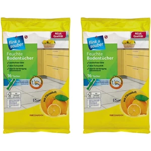 Flink Sauber Islak Yer Bezi Limon Kokulu 22 x 30 cm 16'lı - 2 Paket