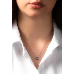 Zarif Silver Nazar Boncuklu Beyaz Altın Kaplama Gümüş Küpe Kolye Takım 925 Ayar