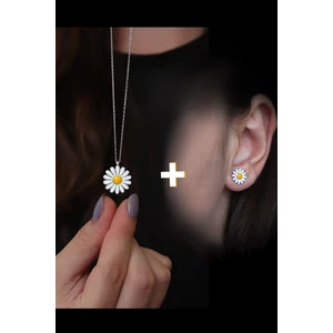 Parmas Design Papatya Tasarım Mineli 925 Ayar Gümüş Kadın Set