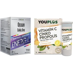 Ocean Daily One Energy 30 Tablet + Youplus Vitamin C Çinko Propolis 20 Efervesan Tablet Avantajlı Paket