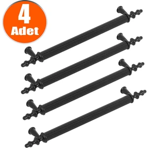 BADEM10 Ovacık Çekmece Dolap Kapak Kulpu Kulbu 224 mm Siyah Metal Kulp (4 Adet)