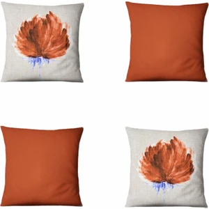 Lia Store Çift Taraflı Çiçek Desenli Dekoratif 4'lü Kombin Kırlent Kılıfı Seti