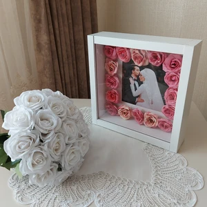Verda Çerçeve 25X25 cm Verda Beyaz Anı Çerçevesi-Gelin Çiçeği Tasarımınız Için! Ekstra Derin 8 cm