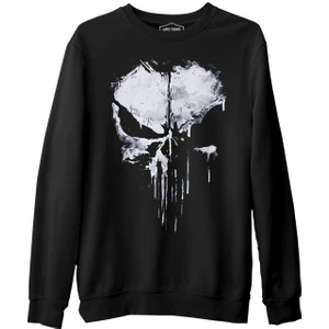Lord T-Shirt Punisher - Logo Punch Siyah Erkek Kalın Sweatshirt