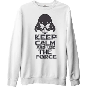 Lord T-Shirt Star Wars - Use The Force Beyaz Erkek Kalın Sweatshirt
