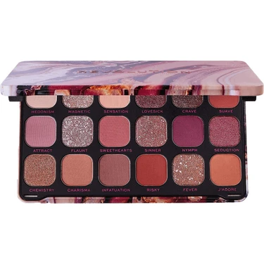 Revolution Forever Flawless Allure 18 Renk Göz Farı Paleti – Nude ve Sıcak Kiremit Tonlarında Mat