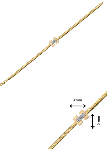 14 Ayar Altın Ezme Taşlı Kelepçe Model Bileklik modelleri
