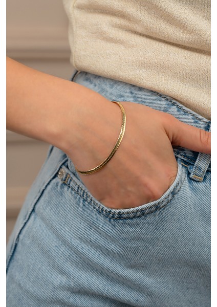 14 Ayar Altın Ezme Kelepçe Model Bileklik