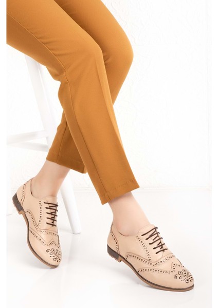 Hakiki Deri Anatomik Taban Casual Ayakkabı ESFA.109 - Bej - 40