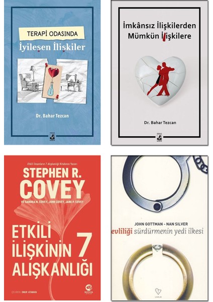 Terapi Odasında Iyileşen Ilişkiler + Imkansız Ilişkilerden Mümkün Ilişkilere + Etkili Ilişkinin 7 Alışkanlığı + Evliliği Sürdürmenin Yedi Ilkesi – 4 Kitap Set