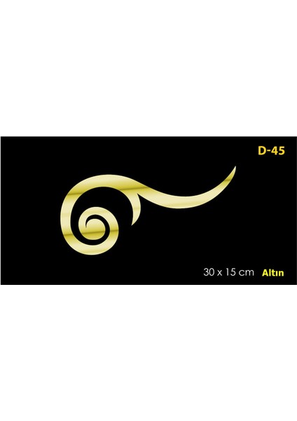 D-45 Altın 30 x 15 cm Sibu Aynalı Pleksi Mobilya Dolap Süsü