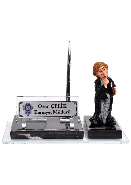 Kişiye Özel Kadın Hakim Biblolu Siyah Mermer Masa İsimlik Avukat Hakime Savcı Hukukçular Için Ofis Masa İsimliği fiyatları