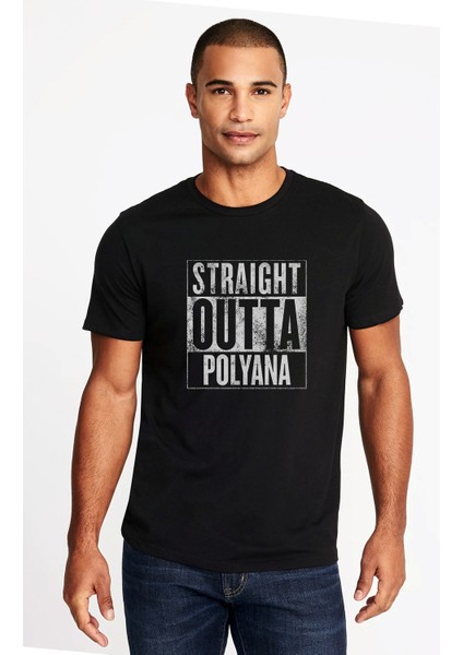 Pubg Straıght Outta Polyana Baskılı Siyah Erkek Örme Tshirt