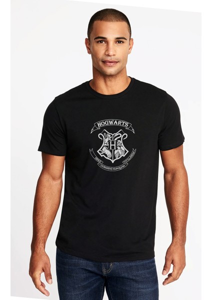 Hogwarts Draco Dormıens Nunquam Titillandus Baskılı Siyah Erkek Örme Tshirt