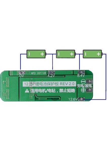 18650 ve 26650 Piller Için Korumalı 3 Pil Kapasiteli Şarj Devresi