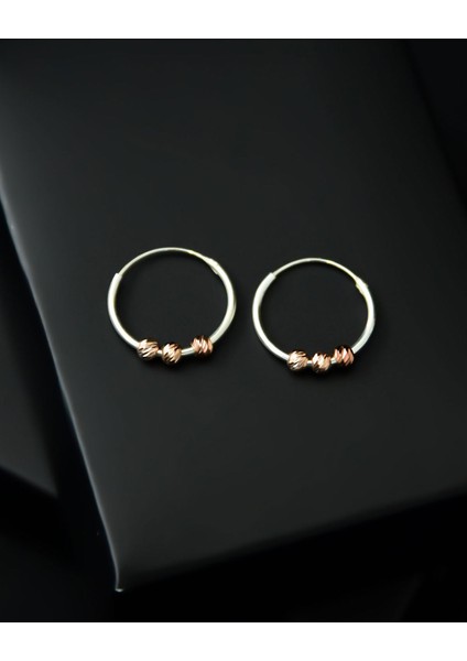 925 Ayar Gümüş Rodyum Kaplama Halka Rose Dorika Toplu Halka Küpe