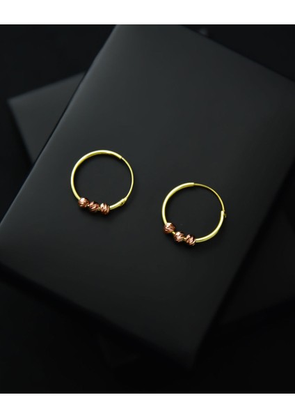 925 Ayar Gümüş Altın Halka Rose Kaplama Dorika Toplu Halka Küpe