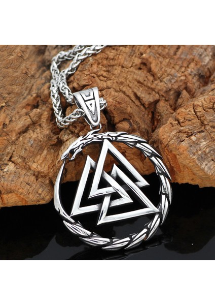 Valknut Iskandinav Mitolojisi Ouroboros Nordik 316L Kolye