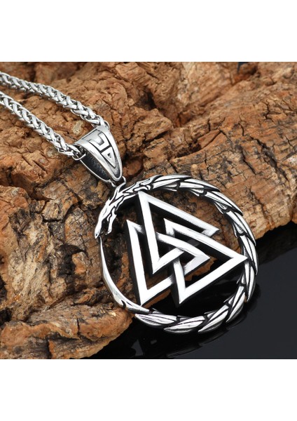 Valknut Iskandinav Mitolojisi Ouroboros Nordik 316L Kolye