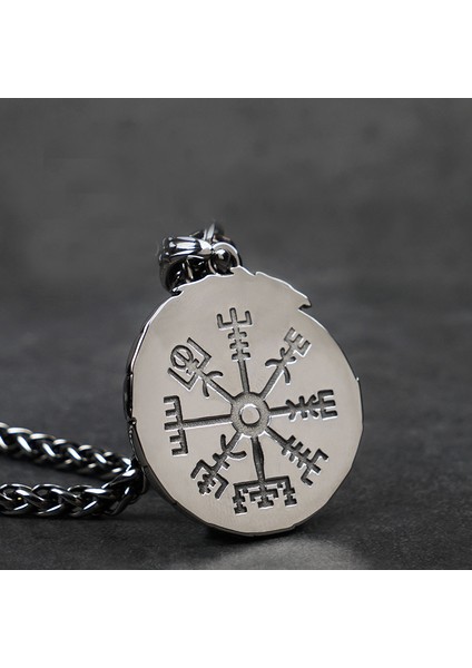 Valknut Işlemeli Ouroboros Sonsuz Savaşçı Simgesi 316L Çelik Kolye