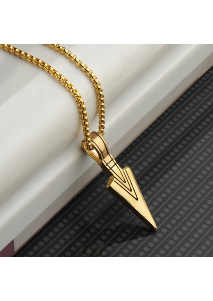 Stainles Steel Ok Ucu Tasarım Erkek Çelik Kolye