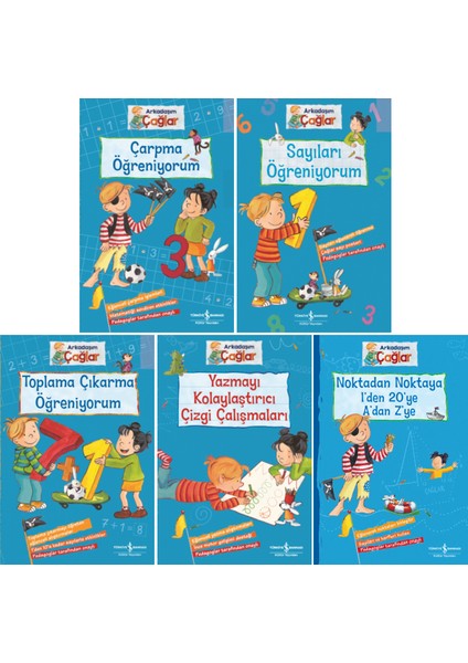 Arkadaşım Çağlar Okul Öncesi Eğitim Seti 5 Kitap Çarpma - Sayılar - Toplama Çıkarma - Yazma - Noktadan Noktaya