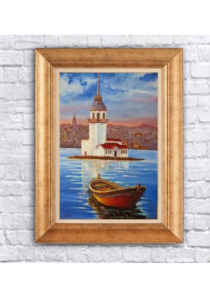 Çerçeveli Kız Kulesi Sandal Kanvas Tablo