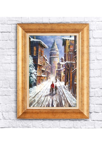Çerçeveli Istanbul Kar Manzarası Kanvas Tablo