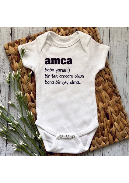 Amca Baba Yarısı Baskılı Bebek Body Zıbın