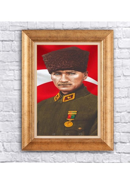 Çerçeveli Atatürk Komutan Kanvas Tablo