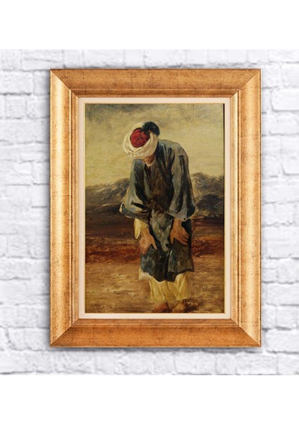 Çerçeveli Paspartolu Namaz Kılan Adam Ruku Kanvas Tablo