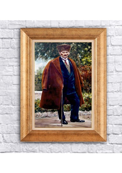Çerçeveli Atatürk Palto Kanvas Tablo