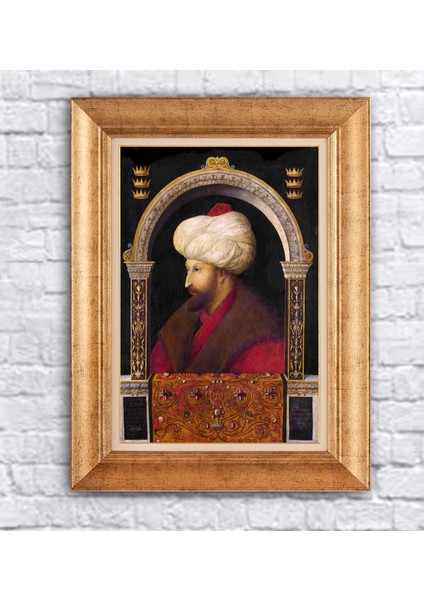Çerçeveli Paspartolu Fatih Sultan Mehmet Kanvas Tablo