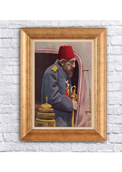 Çerçeveli Paspartolu Sultan Abdul Hamit Han Kanvas Tablo