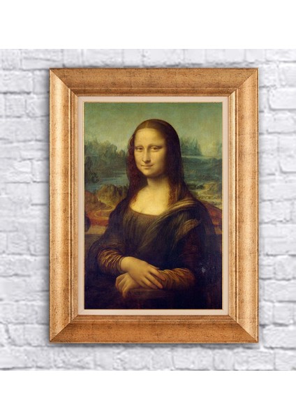 Çerçeveli Paspartolu Mona Lisa Kanvas Tablo
