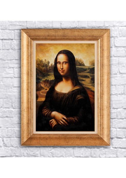 Çerçeveli Paspartolu Mona Lisa Kanvas Tablo