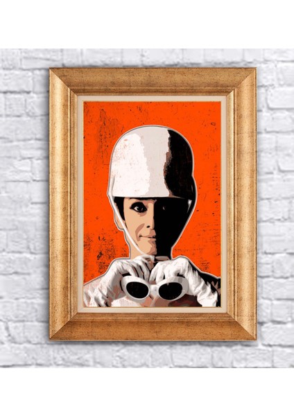 Çerçeveli Paspartolu Audrey Hepburn Kanvas Tablo