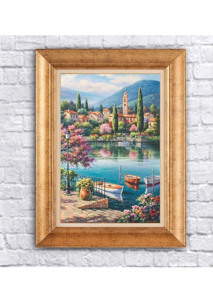 Çerçeveli Paspartolu Deniz Manzarası Kanvas Tablo