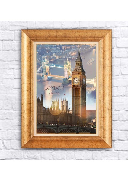 Çerçeveli Paspartolu London Manzarası Kanvas Tablo