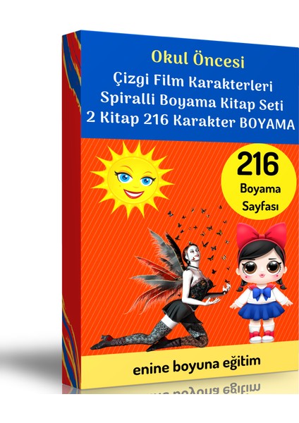 Enine Boyuna Eğitim Çizgi Film Kahramanları Süper Spiralli Kitap Seti (2 Spiralli Kitap)