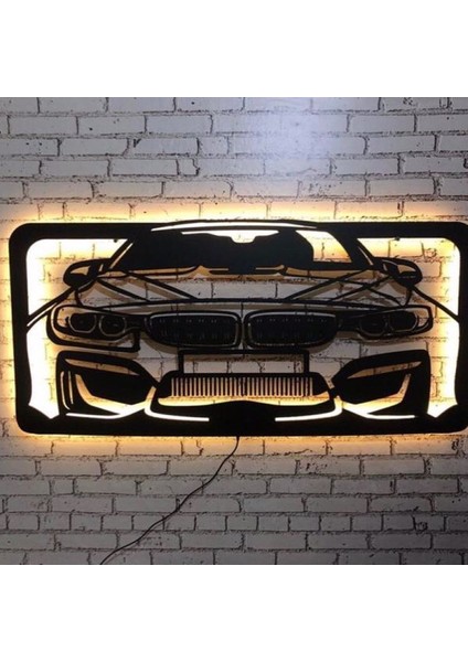 Bmw Ledli Duvar Süsü Mdf Tablo Duvar Aksesuarı Ahşap Tablo