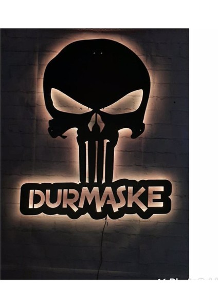 Punisher Ledli Duvar Süsü Mdf Tablo Duvar Aksesuarı Ahşap Tablo