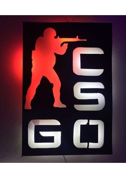 Cs Go Ledli Duvar Süsü Mdf Tablo Duvar Aksesuarı Ahşap Tablo