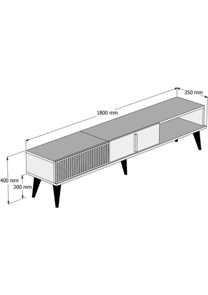 Variant Milan Alt Tv Ünitesi - Ceviz / Siyah Mermer