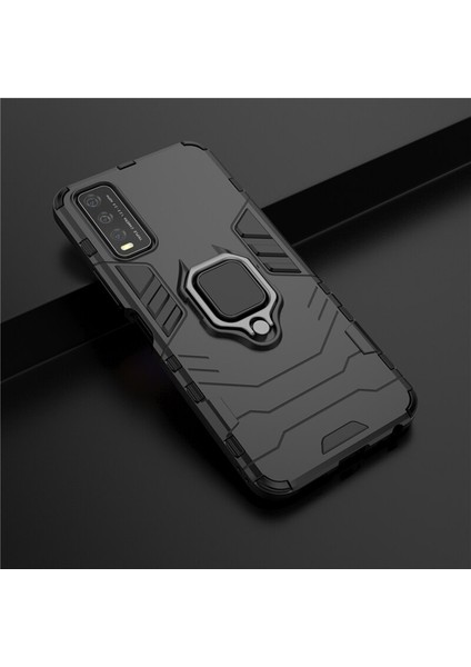 Vivo Y20 - Vivo Y20S Batman Serisi Yüzük Standlı Armor Kılıf - Siyah indirimleri