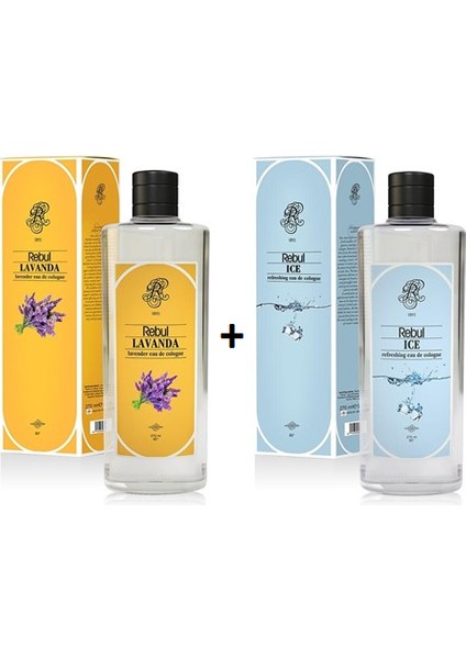 Kolonya Lavanda 270 ml Cam Şişe & Rebul Kolonya Ice 270 ml Cam Şişe