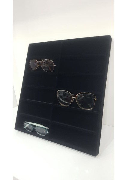 Yeni Büyük Süet Siyah Bölmeli Gözlük Standı (Aydındecor)